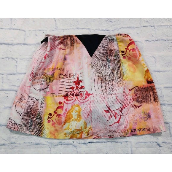 Terry Cycling WOMENS SZ M Bike Wrap Skirt Skort Pink Hula Girl Print VINTAGE Y2K - Picture 13 of 15
